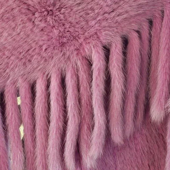 Real Fur Lavender Color Knitted Scarf Shawl